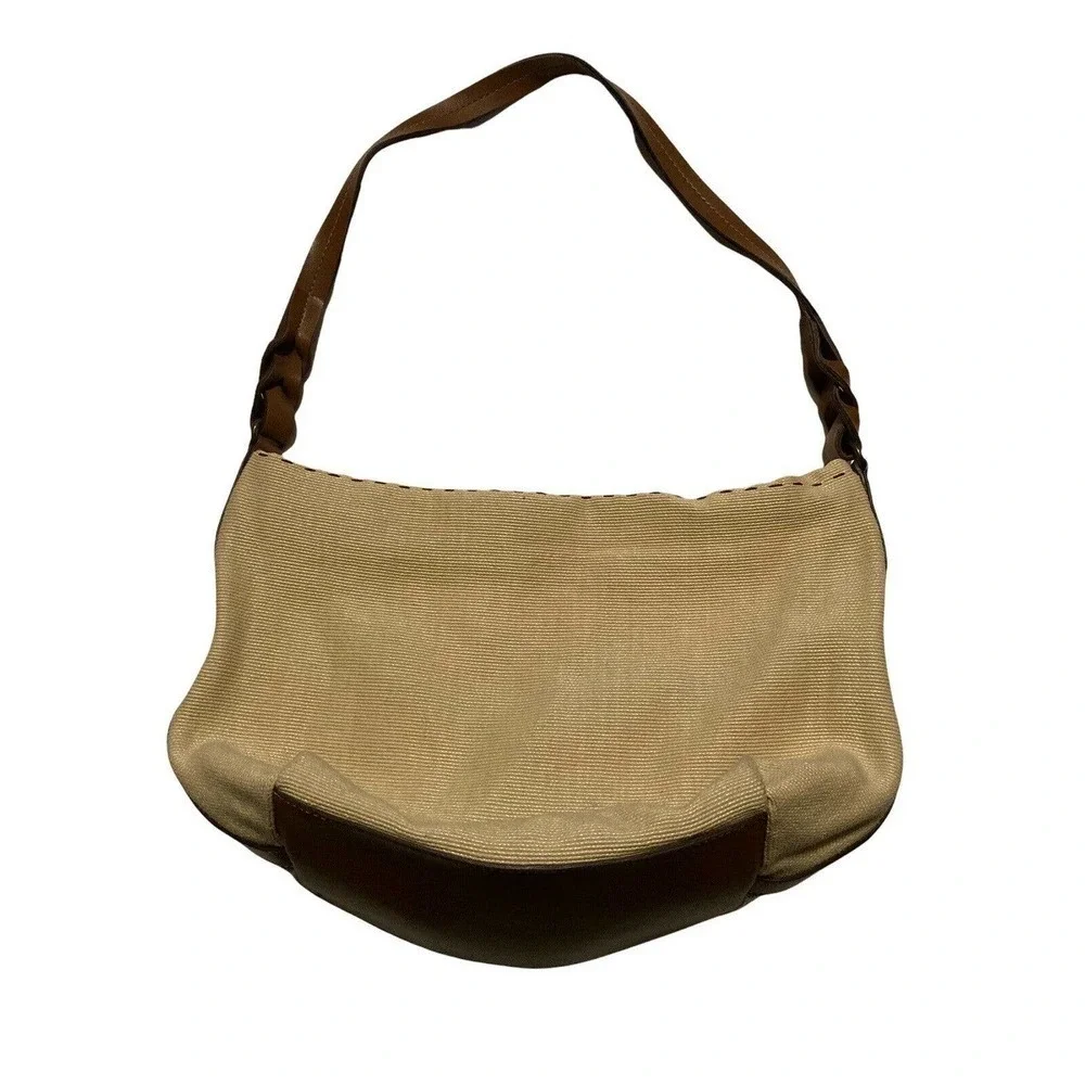 Fossil Woven Tan Brown Leather Hobo Boho Shoulder Hand‎ Bag Purse